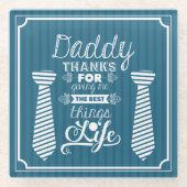 Fijne vaderdag Pap bedankt voor het beste. Glazen Onderzetter (Voorkant)