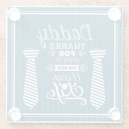 Fijne vaderdag Pap bedankt voor het beste. Glazen Onderzetter (Achterkant)