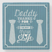 Fijne vaderdag Pap bedankt voor het beste. Stenen Onderzetter (Voorkant)
