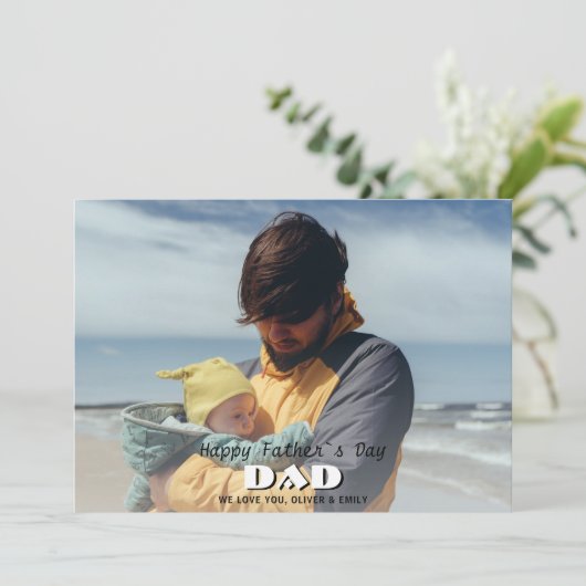 Fijne vaderdag Pap Volledige fotovaderdag Feestdagenkaart (Staand voorkant)