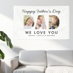Fijne Vaderdag Papa Aangepaste Foto Collage Spandoek
