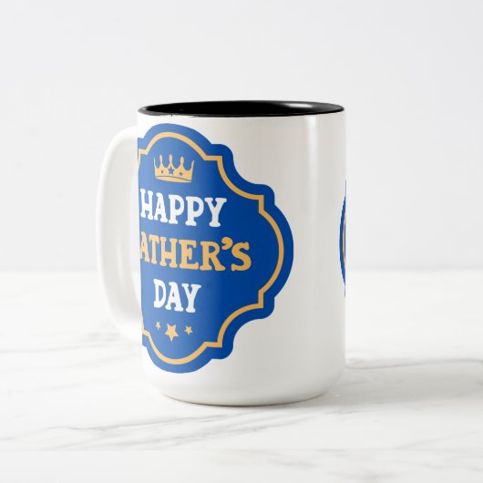 Fijne Vaderdag papa! Crown Tweekleurige Koffiemok (Voorkant links)