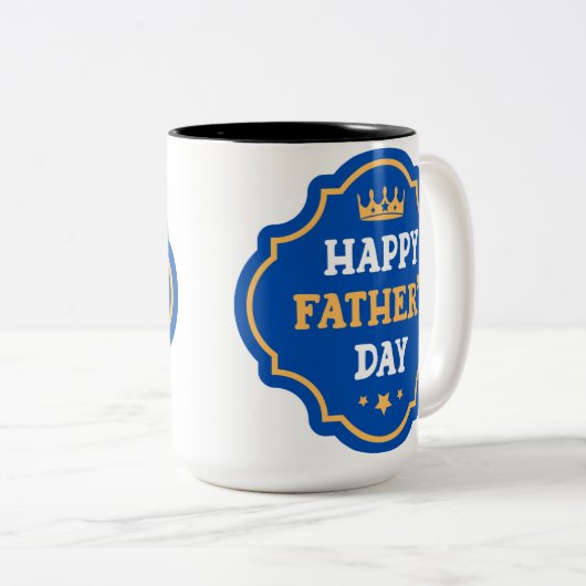 Fijne Vaderdag papa! Crown Tweekleurige Koffiemok (Voorkant rechts)