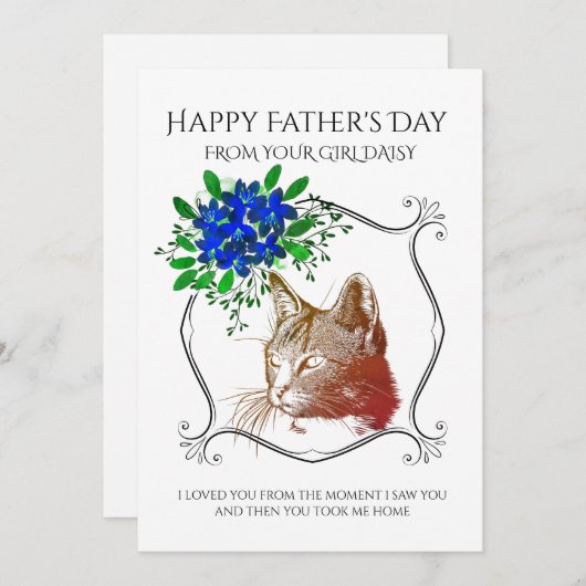 Fijne Vaderdag van de kat Feestdagenkaart (Voorkant / Achterkant)