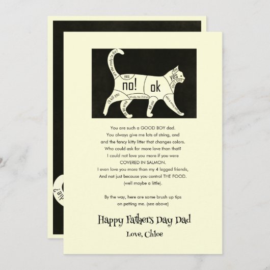 Fijne vaderdag van de kat grappig feestdagenkaart (Voorkant / Achterkant)