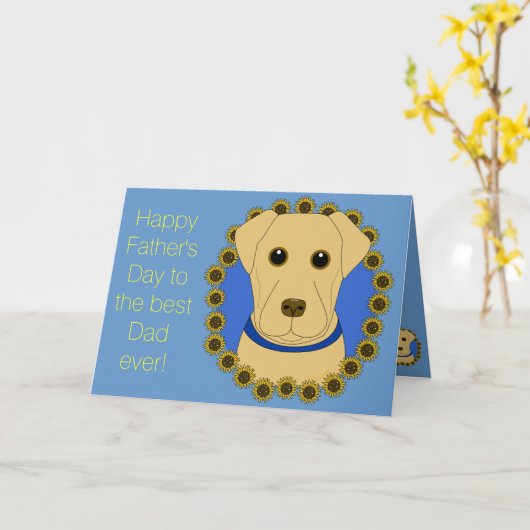 Fijne Vaderdag van de Kind Labrador Kaart (Gele Bloem)