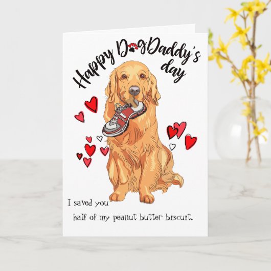 Fijne Vaderdag van je Golden Retriever Kaart (Gele Bloem)