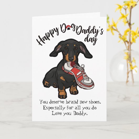 Fijne Vaderdag van je teckel Kaart (Gele Bloem)