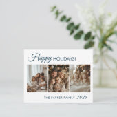 Fijne vakantie! 3 foto, wit, minimaal feestdagenkaart (Staand voorkant)