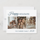 Fijne vakantie! 3 foto, wit, minimaal feestdagenkaart (Voorkant)