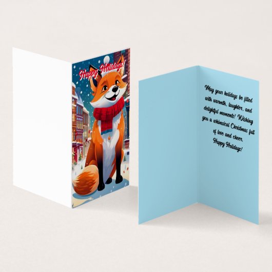 Fijne vakantie foxy kerst Kaart (Binnen en buitenkant)