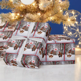 Fijne vakantie kippen in sneeuwvlokken cadeaupapier