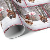 Fijne vakantie kippen in sneeuwvlokken cadeaupapier (Rol Hoek)