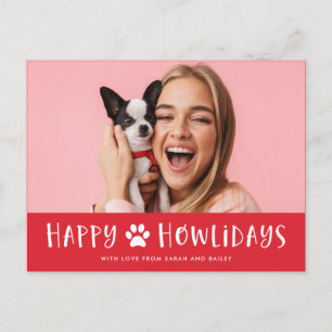 Fijne vakantie met foto   Grappige hond Kerstmis Feestdagenkaart