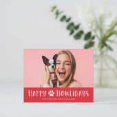 Fijne vakantie met foto | Grappige hond Kerstmis Feestdagenkaart (Staand voorkant)