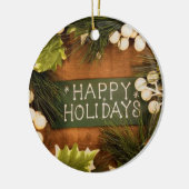 Fijne vakantie op houten achtergrond keramisch ornament (Links)