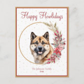 Fijne vakantie Schattige Akita Dog Feestdagenkaart (Voorkant)