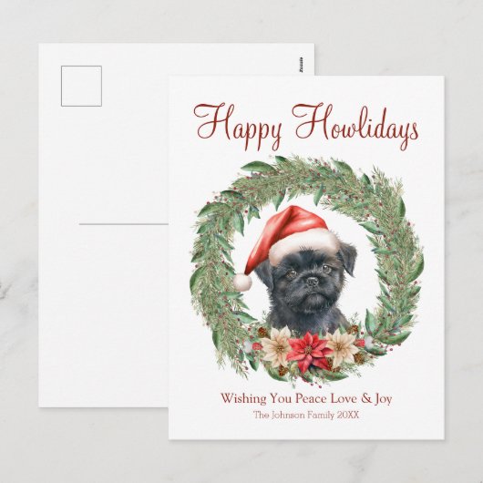 Fijne vakantie Schattigee Affenpinscher Dog Feestdagenkaart (Voorkant / Achterkant)