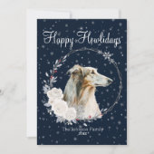 Fijne vakantie Schattigee Borzoi Dog Feestdagenkaart (Voorkant)