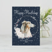 Fijne vakantie Schattigee Borzoi Dog Feestdagenkaart (Staand voorkant)