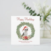 Fijne vakantie Schattigee Boston Terrier Dog Feestdagenkaart (Staand voorkant)