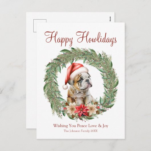 Fijne vakantie Schattigee Engelse Bulldog Feestdagenkaart (Voorkant / Achterkant)