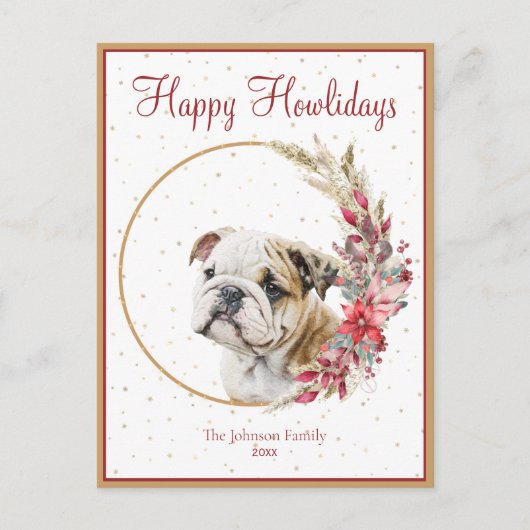 Fijne vakantie Schattigee Engelse Bulldog Feestdagenkaart (Voorkant)