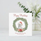 Fijne vakantie Schattigee Maltese hond Feestdagenkaart (Staand voorkant)