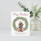 Fijne vakantie Schattigee teckel hond Feestdagenkaart (Staand voorkant)