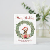 Fijne vakantie Schattigee Yorkie Dog Feestdagenkaart (Staand voorkant)