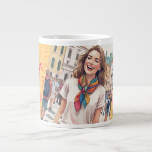 Fijne vakantie voor vrouwen in Rome, Italië, Grote Koffiekop