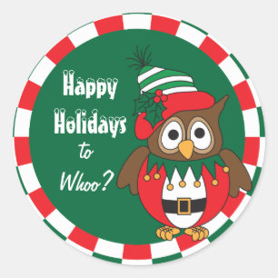 Fijne vakantie voor wie? uilvogel ronde sticker