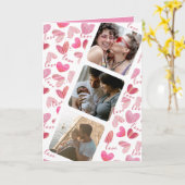 Fijne Valentijn Cute Roze Hart Fotocollage  Kaart (Gele Bloem)