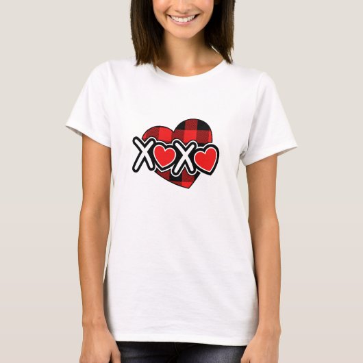 Fijne valentijn xoxo wit &rood t-shirt (Voorkant)