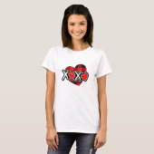 Fijne valentijn xoxo wit &rood t-shirt (Voorkant volledig)