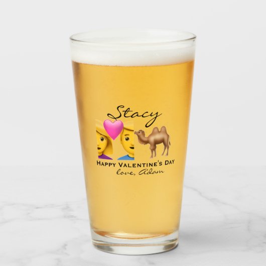 Fijne valentijn's dag liefde hart koppel hump glas (Voorkant gevuld)