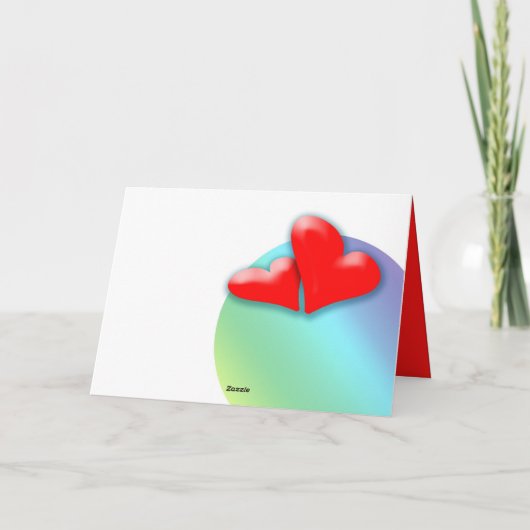 Fijne Valentijnsdag 2 Rode harten groet Feestdagen Kaart (Achterkant)