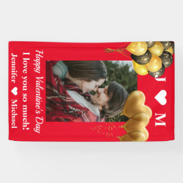 Fijne Valentijnsdag Aangepaste foto-monogram naam Spandoek