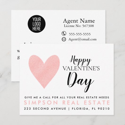 Fijne Valentijnsdag Aankondigingskaart (Voorkant / Achterkant)