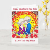 Fijne Valentijnsdag | Anime Paar Kaart (Gele Bloem)