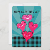 Fijne Valentijnsdag! Aqua, Zwarte Buffalo Plaid Feestdagenkaart (Voorkant)