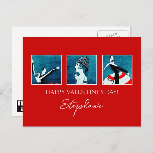 Fijne Valentijnsdag.  art deco Feestdagenkaart (Voorkant / Achterkant)