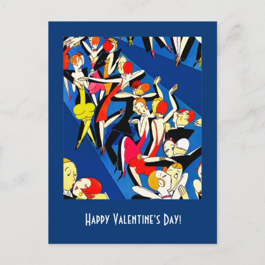 Fijne Valentijnsdag. Art Deco-ontwerp Feestdagenkaart (Voorkant)