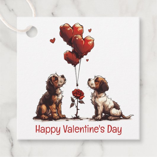 Fijne Valentijnsdag Beagle Honden Bedankjes Labels (Voorkant)