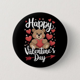 Fijne Valentijnsdag Beer Hart Schattige Koppels Ronde Button 5,7 Cm