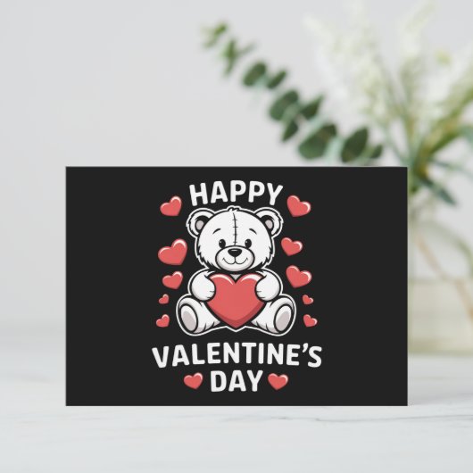 Fijne Valentijnsdag Beer Vday Bedankkaart (Staand voorkant)