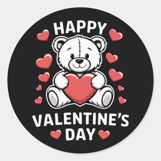 Fijne Valentijnsdag Beer Vday Ronde Sticker (Voorkant)