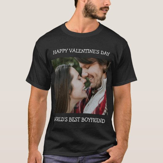 Fijne Valentijnsdag Beste Boyvriend Aangepaste fot T-shirt (Voorkant)