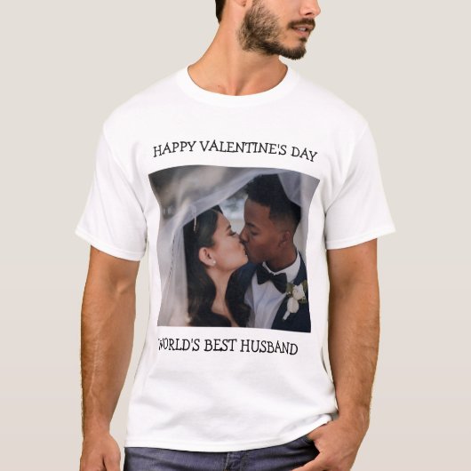 Fijne Valentijnsdag Beste man Aangepaste foto T-shirt (Voorkant)