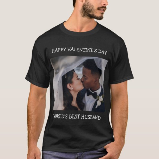 Fijne Valentijnsdag Beste man Aangepaste foto T T-shirt (Voorkant)